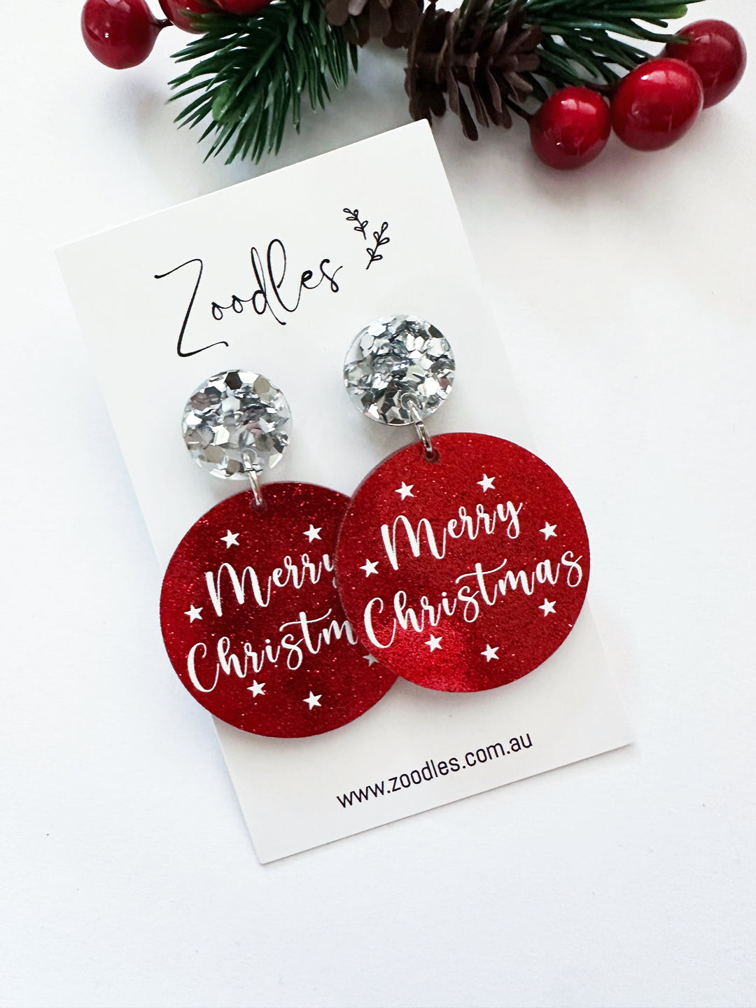 Zoodles Acrylic Dangles - Merry Christmas
