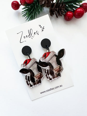 Zoodles Acrylic Dangles - Cow Santas