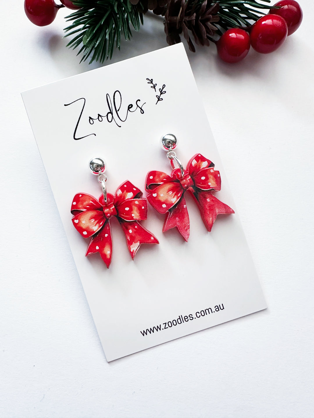 Zoodles Acrylic Dangles - Mini Christmas Bows