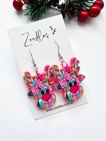 Zoodles Acrylic Hook Dangles - Watercolor Reindeers
