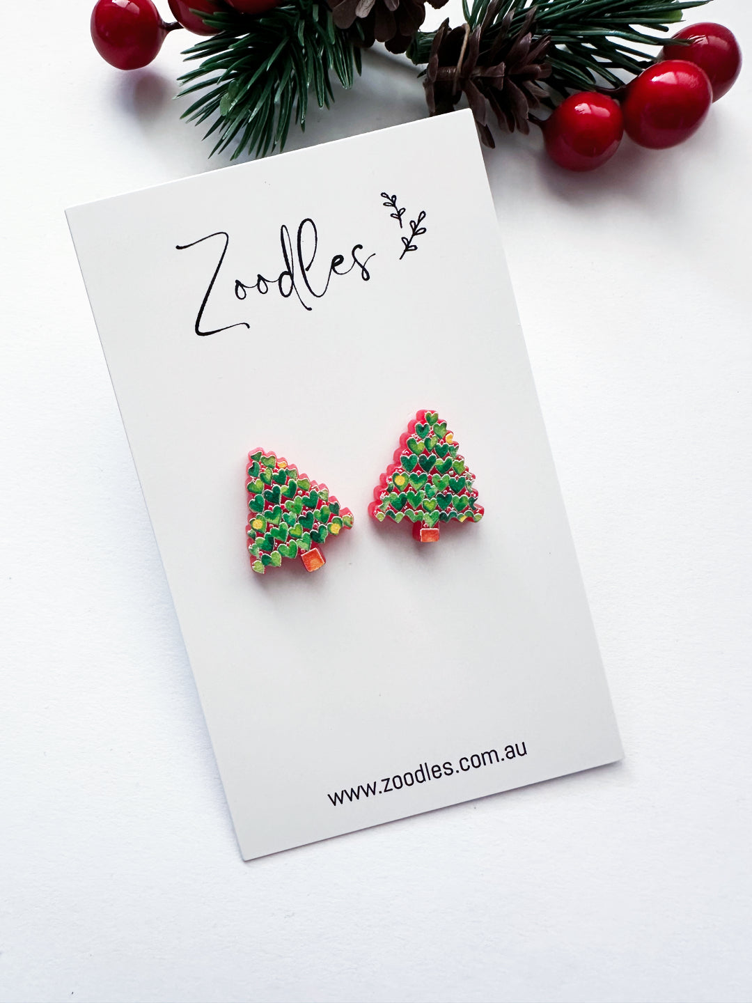 Zoodles Acrylic Christmas Tree Love Studs