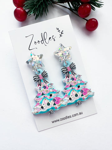 Zoodles Acrylic Dangles - Aqua Christmas Tree