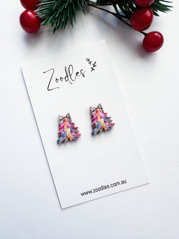 Zoodles Acrylic Watercolour  Christmas Tree Studs