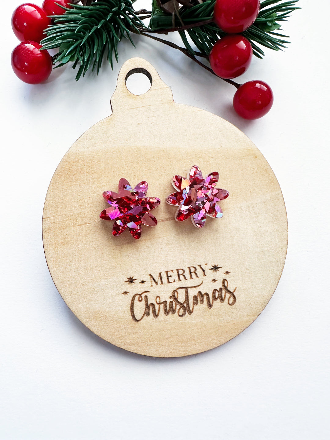Zoodles Flower Studs on Timber Bauble Board
