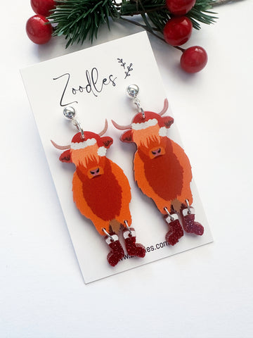 Zoodles Acrylic Dangles - Highland Cow in Boots