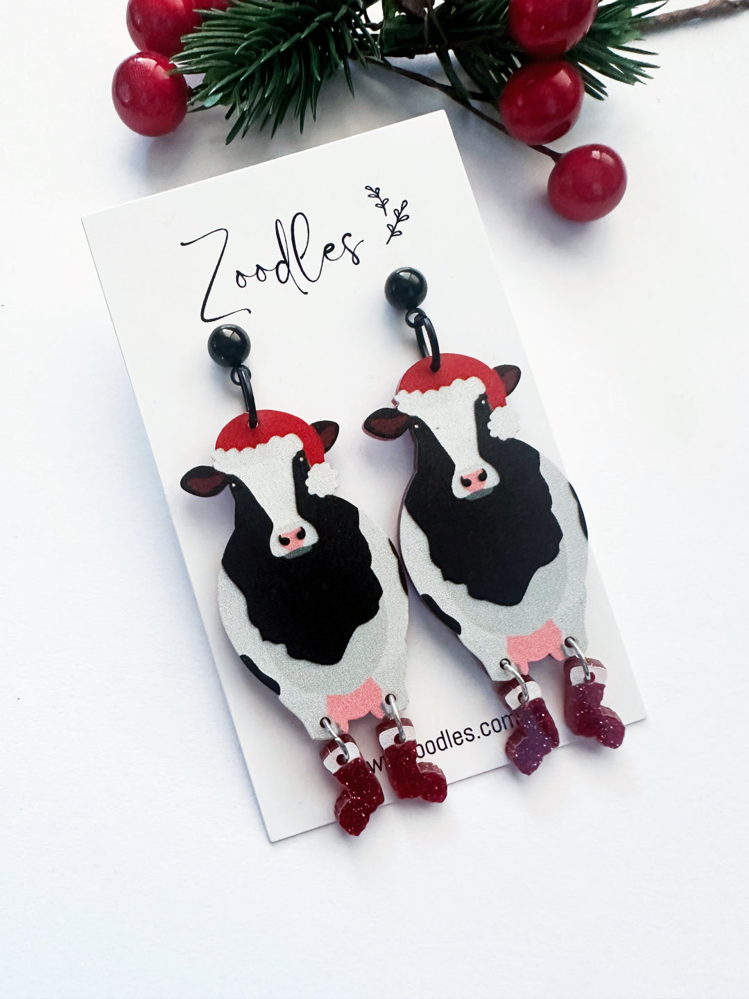 Zoodles Acrylic Dangles - Cows in Boots