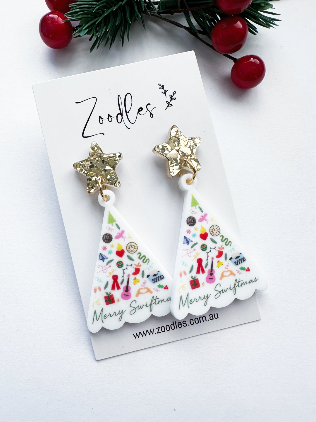 Zoodles Acrylic Dangles - Merry Swiftmas Christmas Tree
