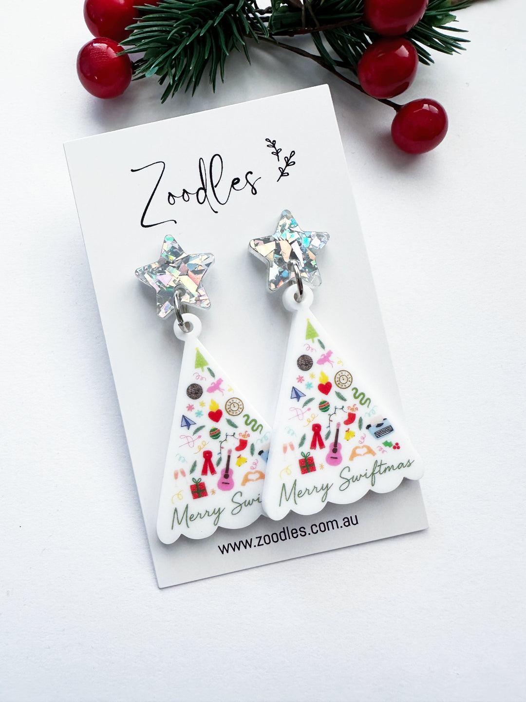 Zoodles Acrylic Dangles - Merry Swiftmas Christmas Tree