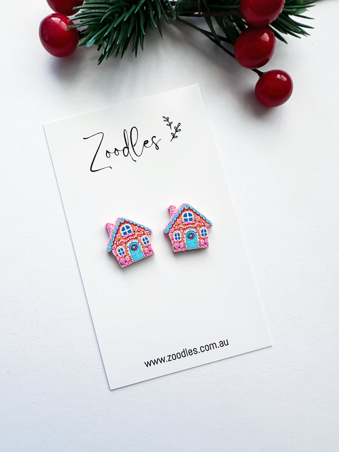 Zoodles Acrylic Gingerbread House Studs