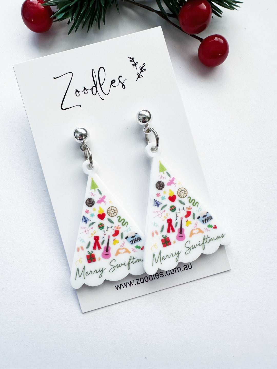 Zoodles Acrylic Dangles - Merry Swiftmas Christmas Tree