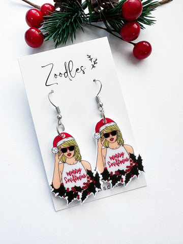 Zoodles Acrylic Hook Dangles - Merry Swiftmas Taylor Swift