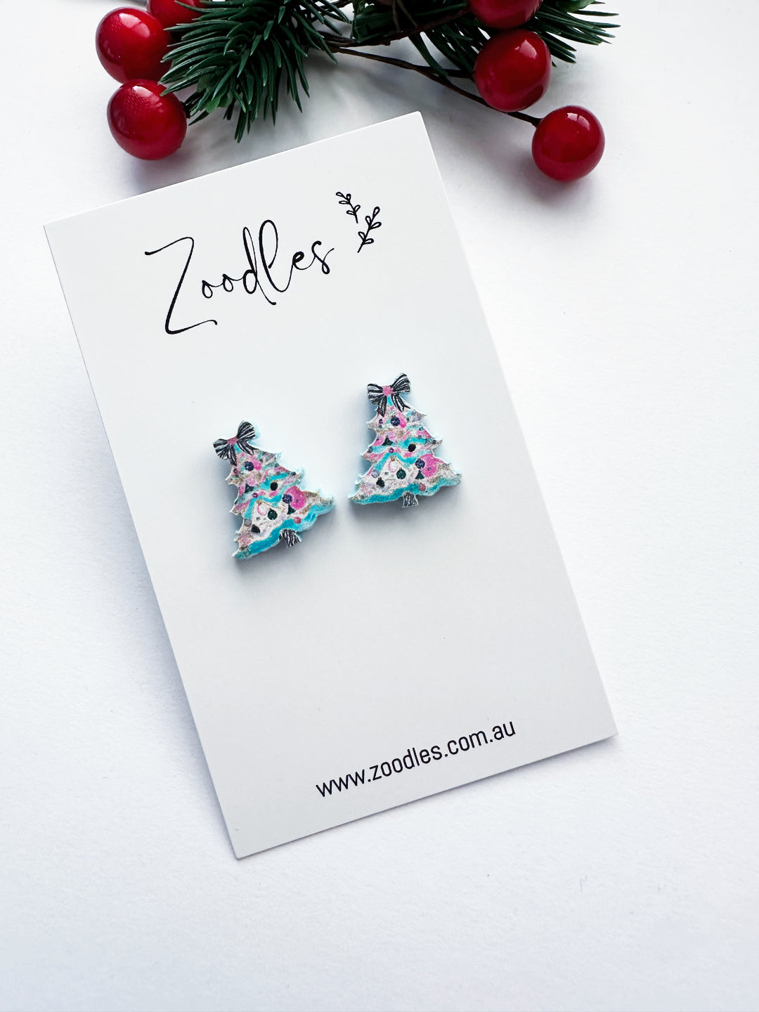 Zoodles Acrylic Aqua Christmas Tree Studs