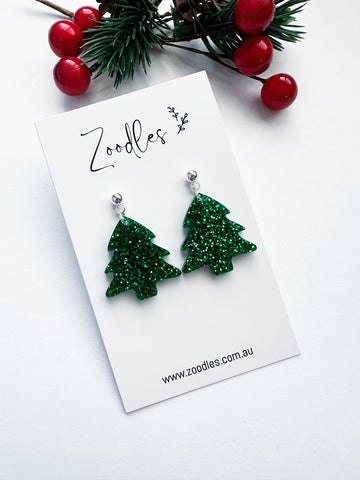 Zoodles Acrylic Small Dangles -  Green Christmas Tree
