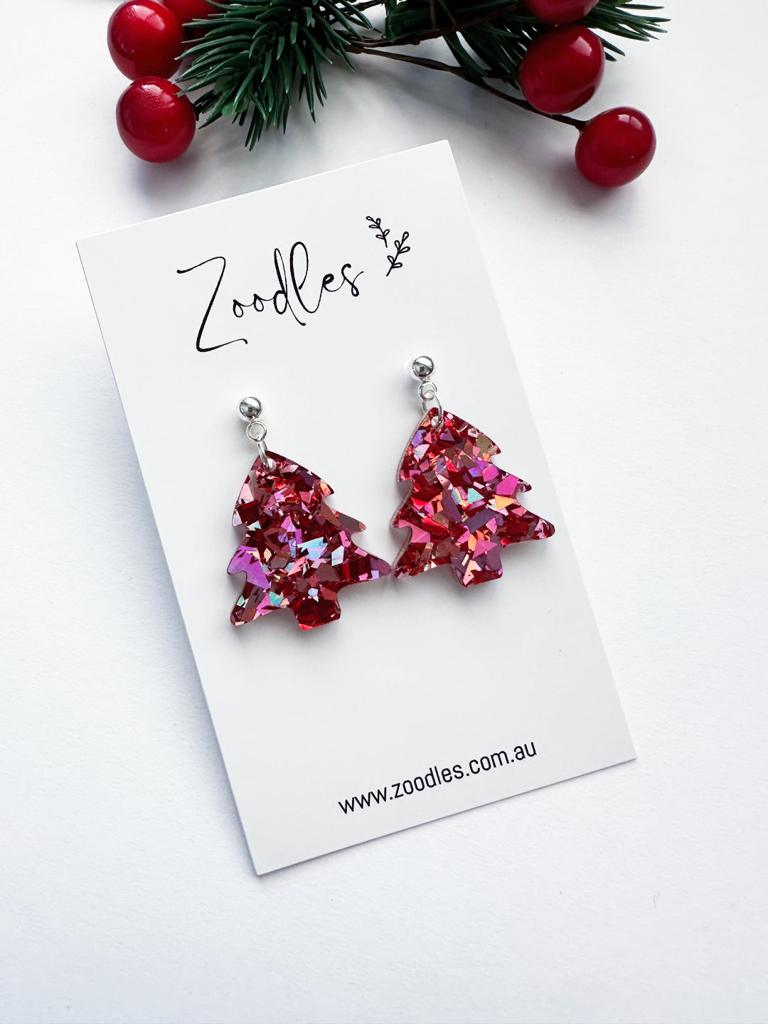 Zoodles Acrylic Small Dangles -  Kaleidoscope Christmas Tree