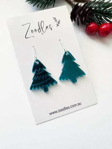 Zoodles Acrylic Hook Dangles - Small Mirror Christmas Tree