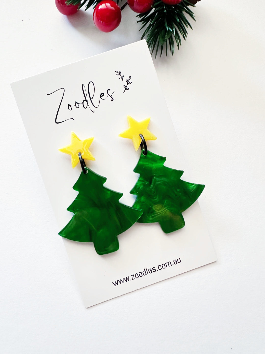 Zoodles Acrylic Dangles - Green Christmas Tree