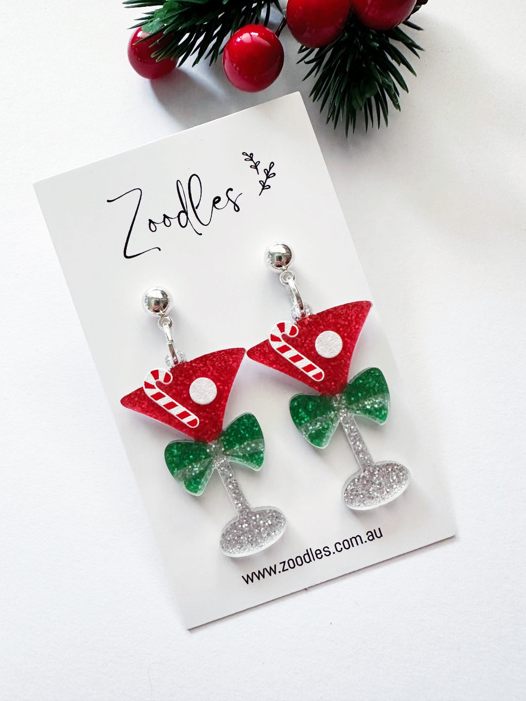 Zoodles Acrylic Dangles - Christmas Cocktail