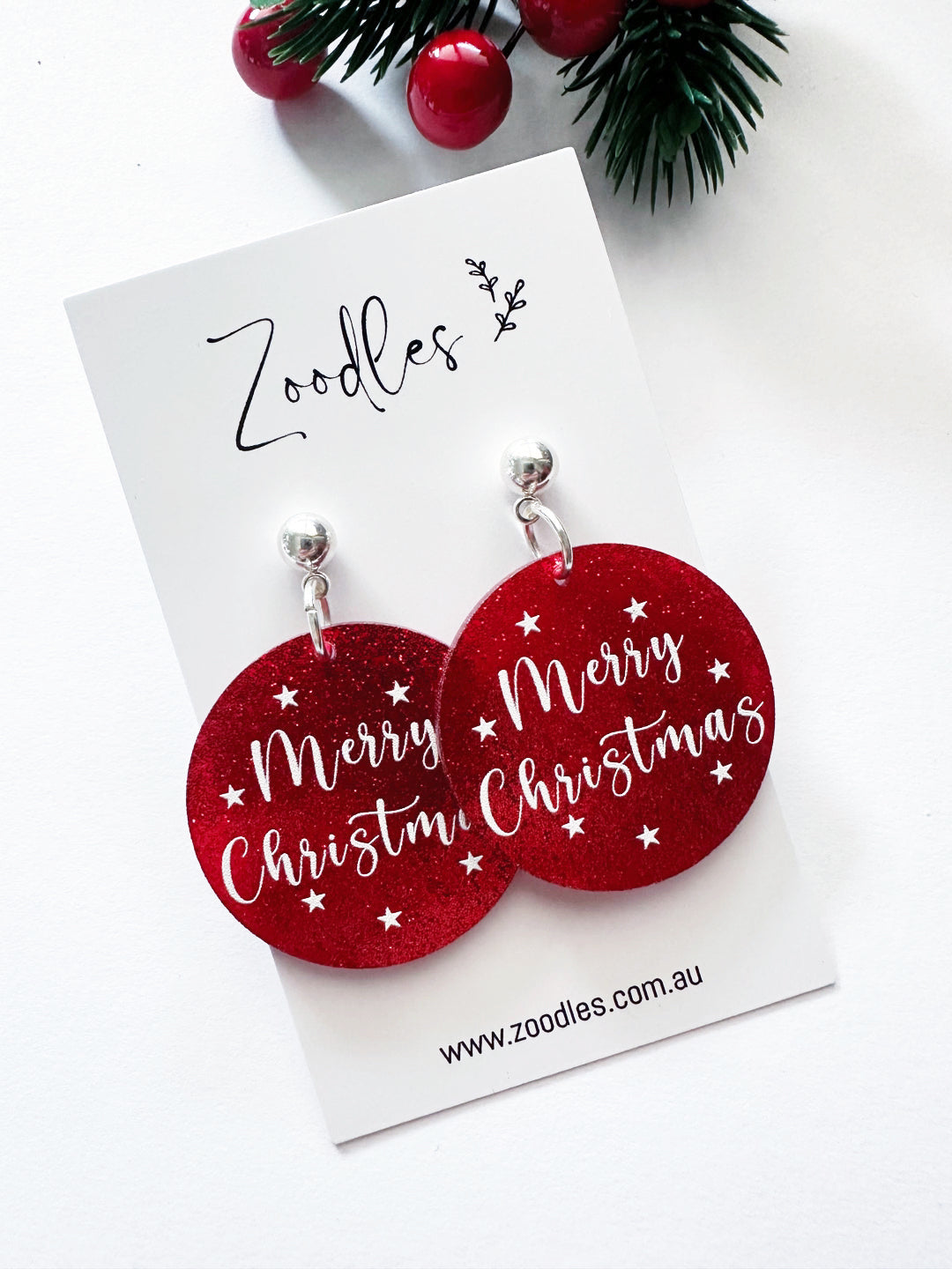 Zoodles Acrylic Dangles - Merry Christmas