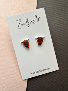 Zoodles Acrylic Mini Studs - Highland Cows