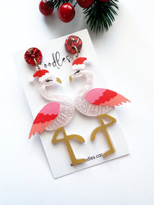 Zoodles Acrylic Dangles - Christmas Flamingos