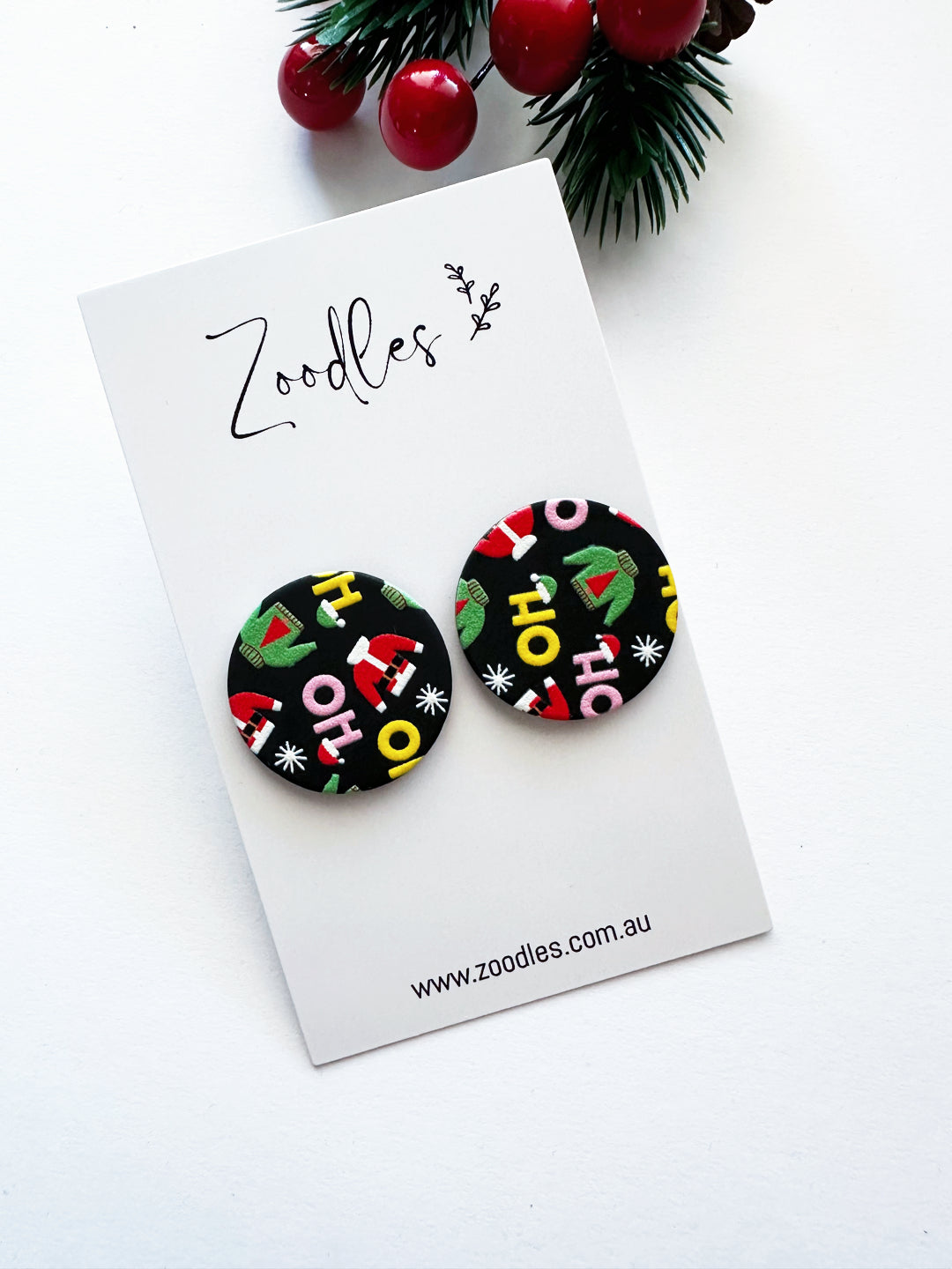 Zoodles Statement Studs - Ho Ho Ho