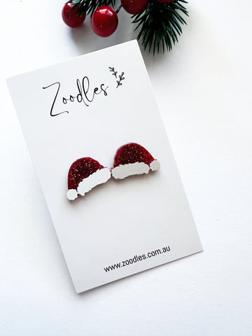 Zoodles Acrylic Santa Hat Studs