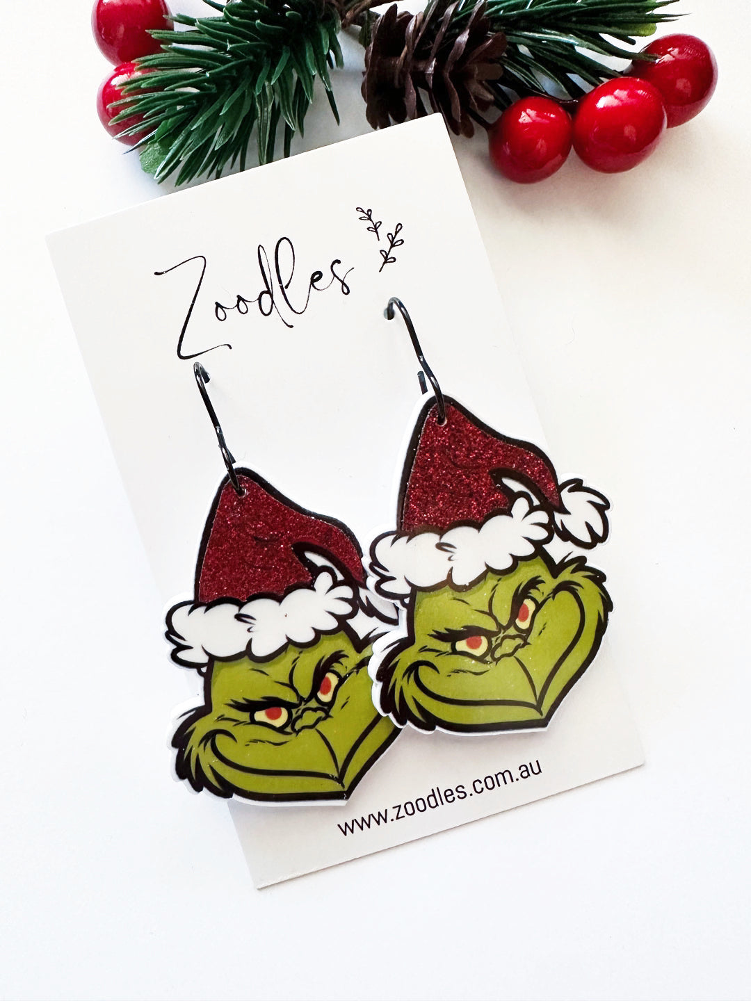 Zoodles Acrylic Hook Dangles - Grinch