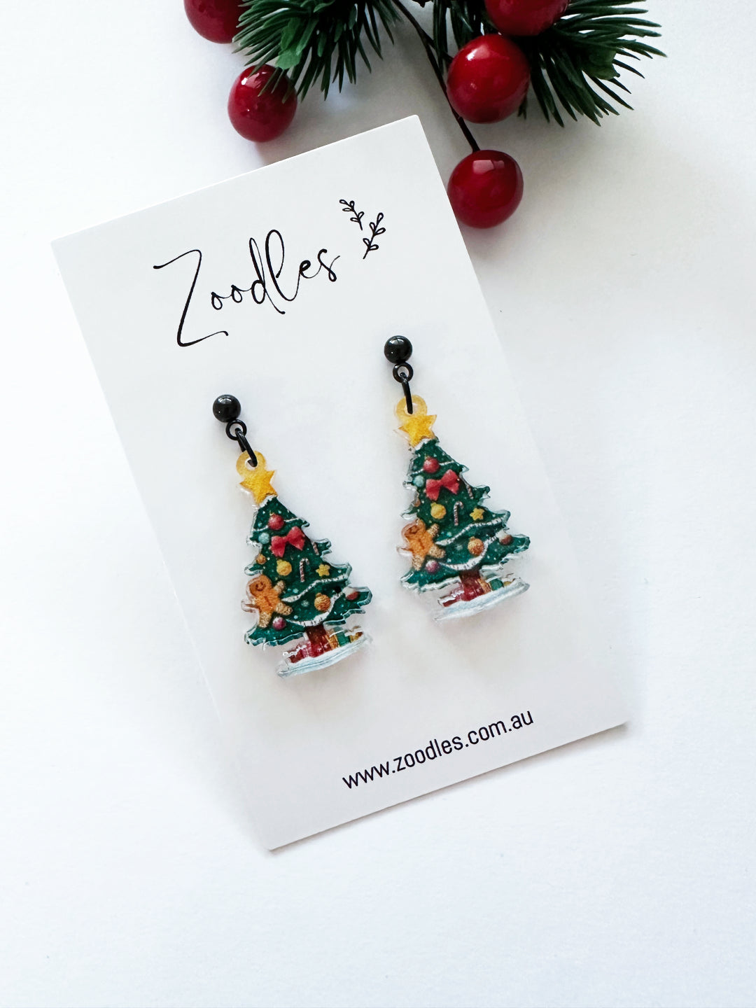 Zoodles Acrylic Small Dangles - Christmas Trees