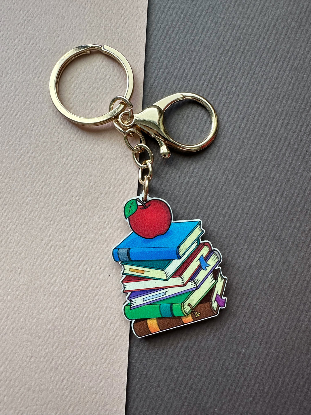 Zoodles Wooden Keychain - Teacher Books & Apple