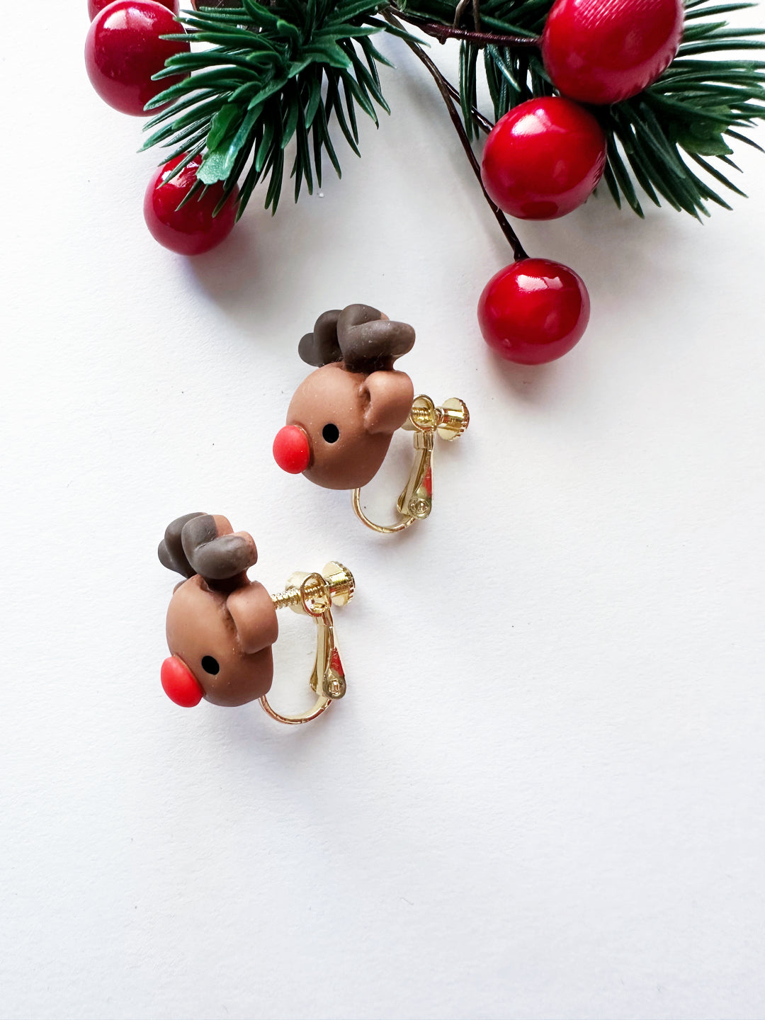 Zoodles Reindeer Clip On Earrings