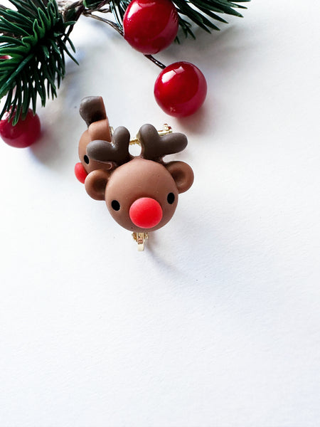 Zoodles Reindeer Clip On Earrings