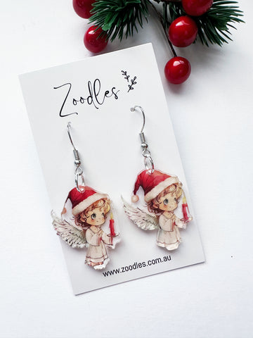 Zoodles Acrylic Hook Dangles - Christmas Angel with Candle