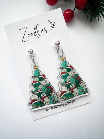 Zoodles Acrylic Dangles - Kitty Christmas Tree