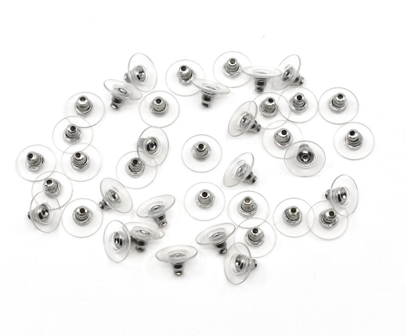 Stainless Steel Earring Nuts (with plastic)- 10 pack